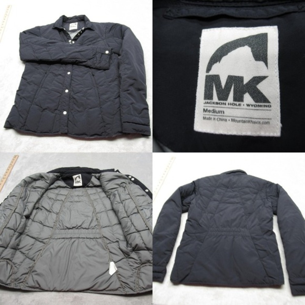 Mountain Khakis Down Jacket Women Medium Black Pockets Snap Front Puffer Quilted